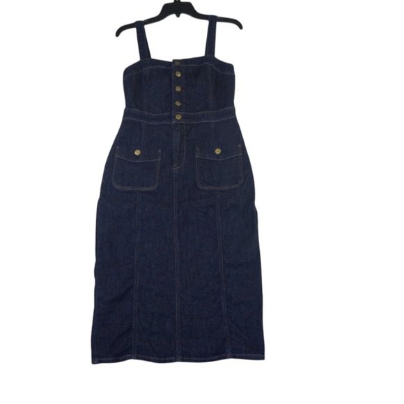 American Eagle Outfitters Dresses & Skirts - American Eagle Outfitters Midi Dress Women M Blue Denim Cotton Stretch Button Up